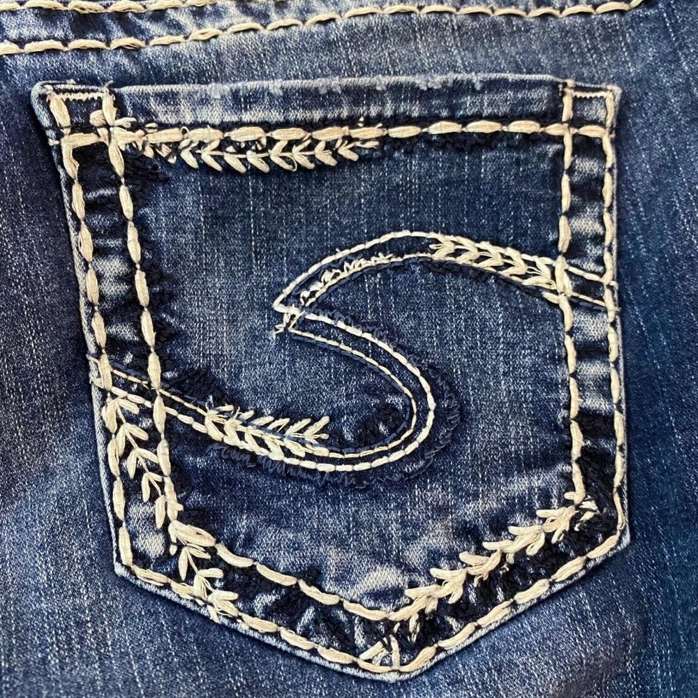 Silver Jeans Co Fluid Denim Suki Capri's Women's Embellished Pockets 30/22.5 EUC - Picture 7 of 14